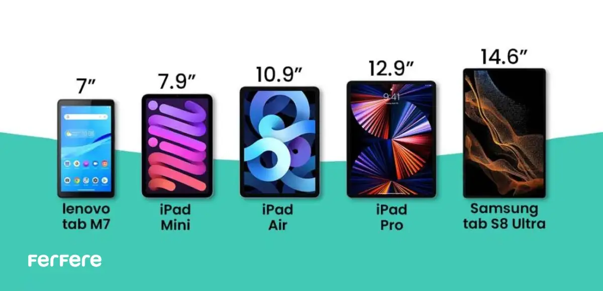 ابعاد و اندازه تبلت ها